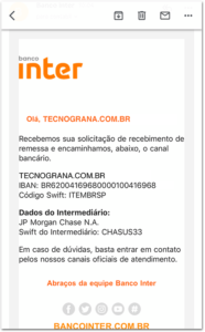 E-mail câmbio Inter