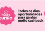 Fundo rosa com os dizeres "Mega Junho do Méliuz oferece cashbacks especiais"
